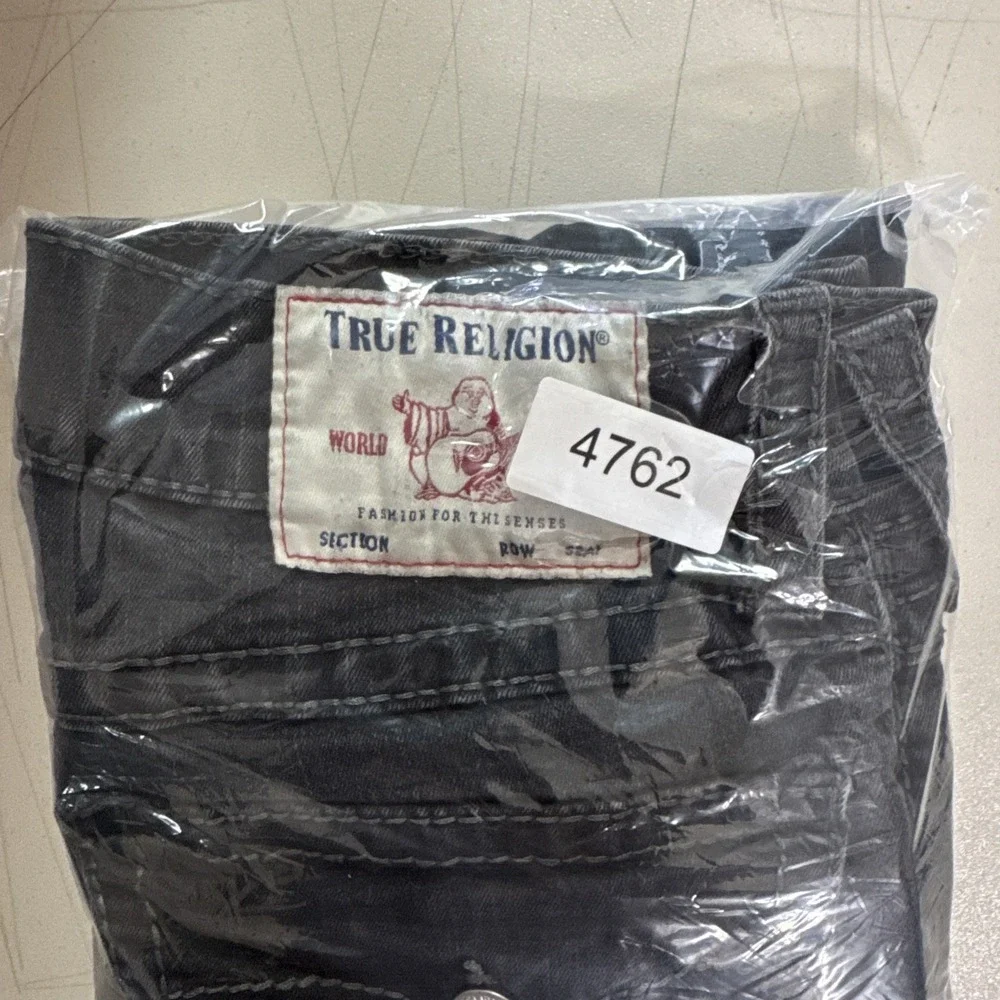 True Religion Jeans Ricky Flap Big T Relaxed Straight Sz 32 (30x32) Black Grunge